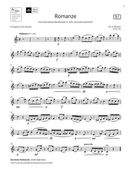 Romanze (from Eine kleine Nachtmusik) (Grade 4 List B1 from the ABRSM Clarinet syllabus from 2022)