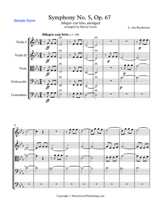Book cover for SYMPHONY NO. 5 OP. 67, BEETHOVEN - ALLEGRO CON BRIO, String Orchestra, Abridged, Intermediate Level