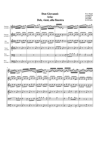 Serenade from "Don Giovanni" (arrangement for 6 recorders)