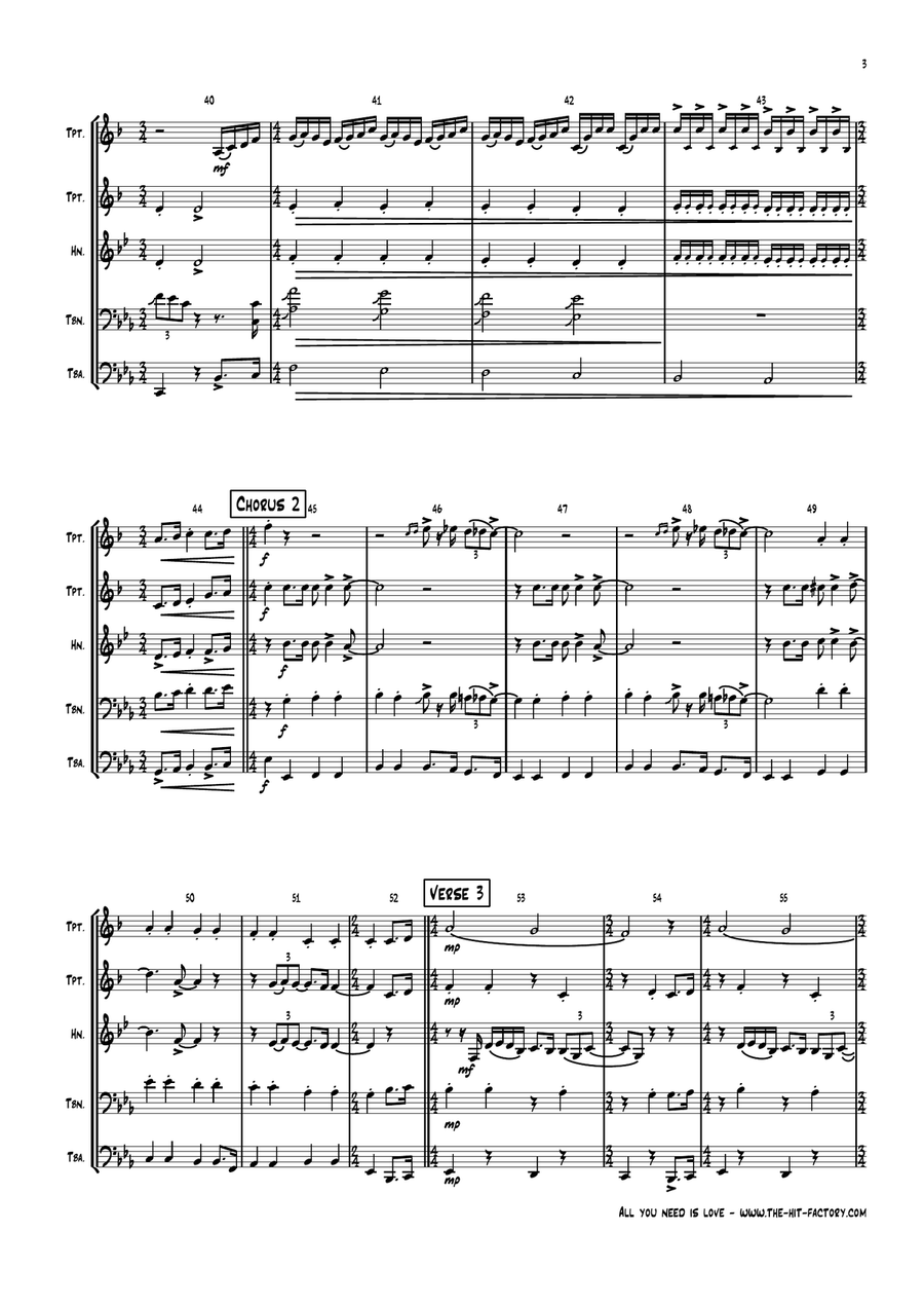 All You Need Is Love Brass Ensemble scores gallery preview page 3