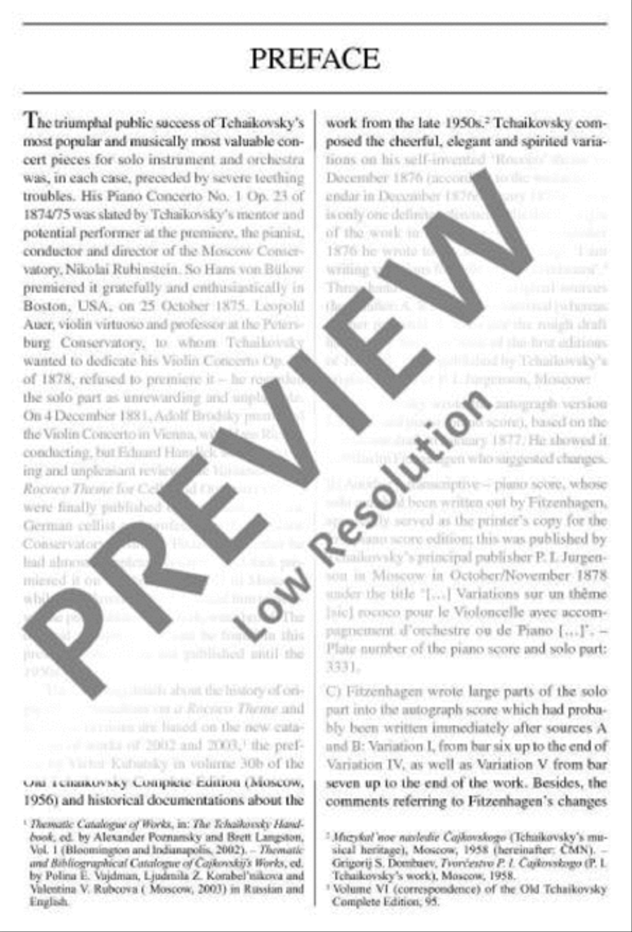 Variations on a Rococo Theme for Cello and Orchestra Orchestra scores gallery preview page 4