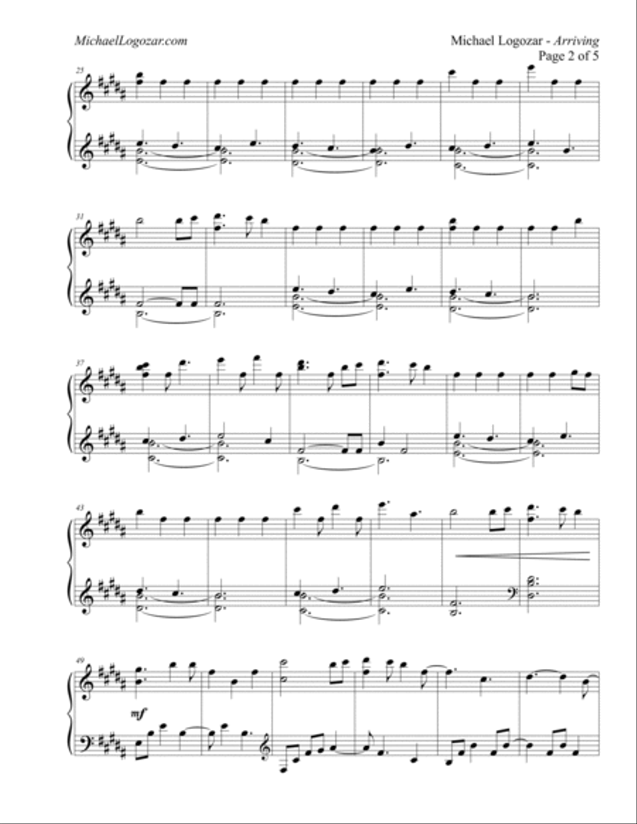 Arriving Arriving Piano Solo scores gallery preview page 2