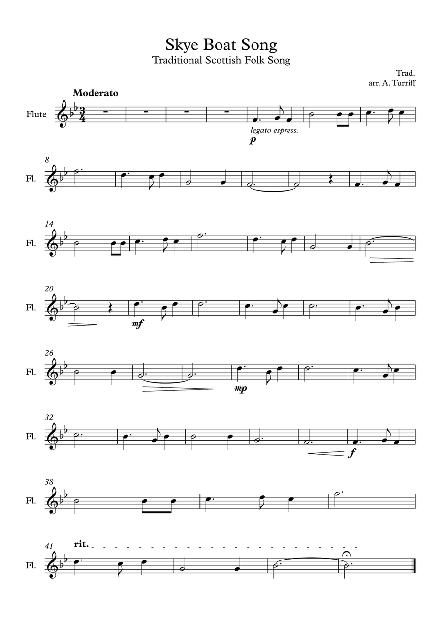 Skye Boat Song (Outlander theme tune) - Flute (solo part)