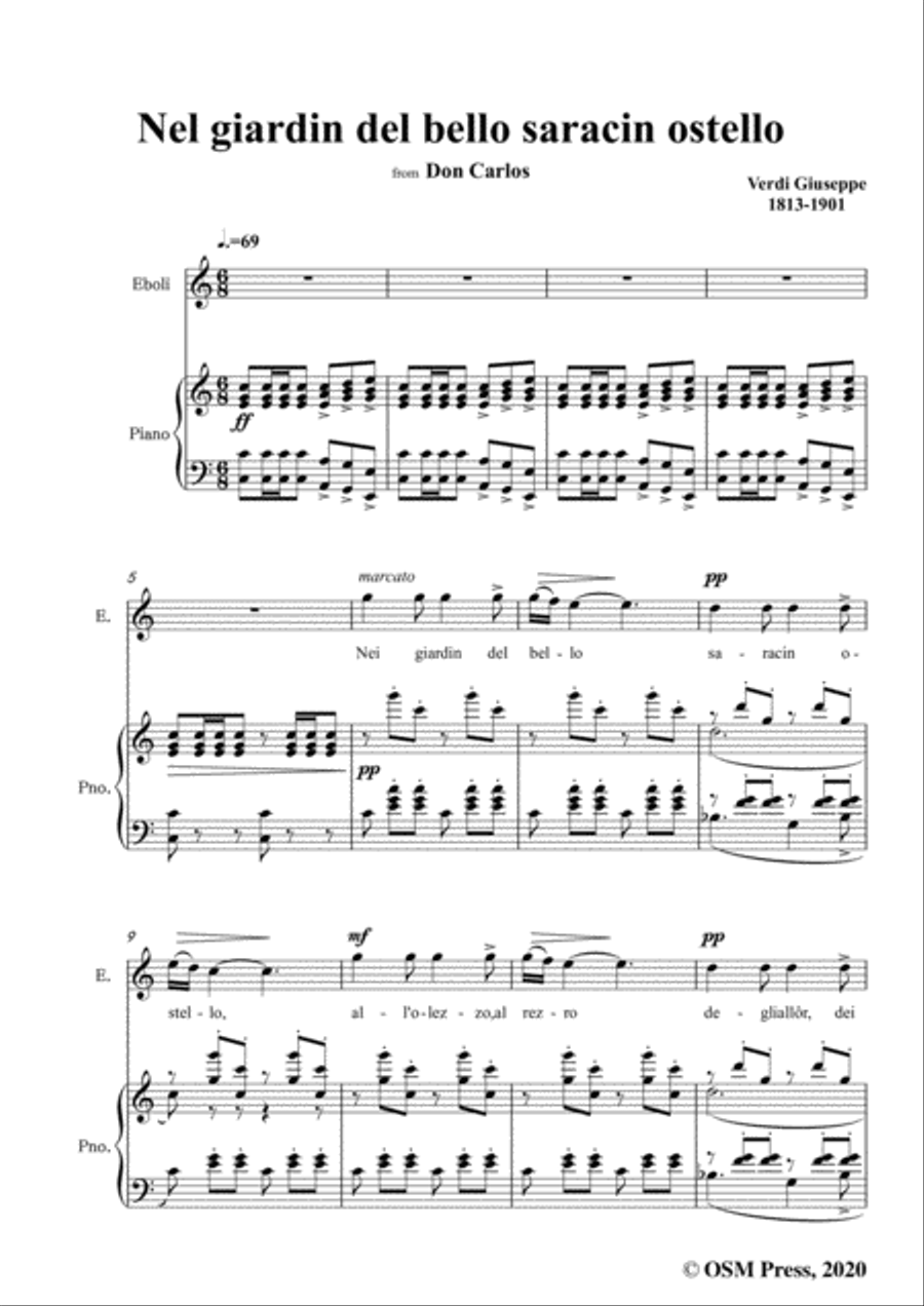 Verdi-Nel giardin del bello saracin ostello,in C Major,for Voice and Piano Voice Solo scores gallery preview page 3