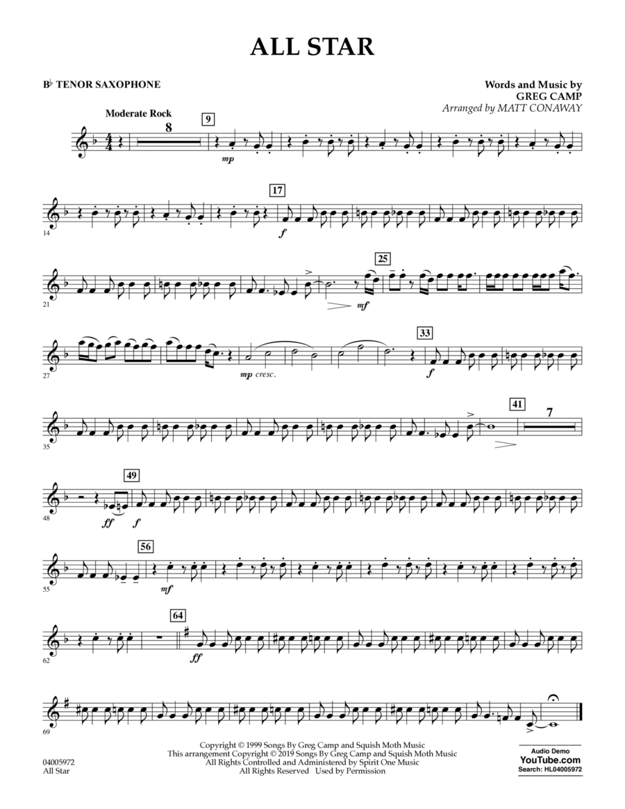 All Star (arr. Matt Conaway) - Bb Tenor Saxophone