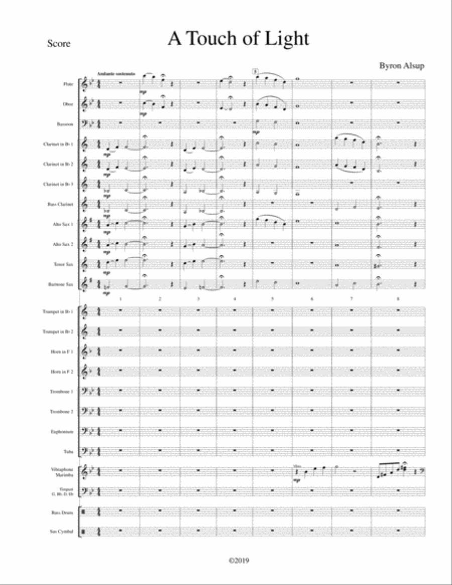 A Touch of Light Concert Band scores gallery preview page 1