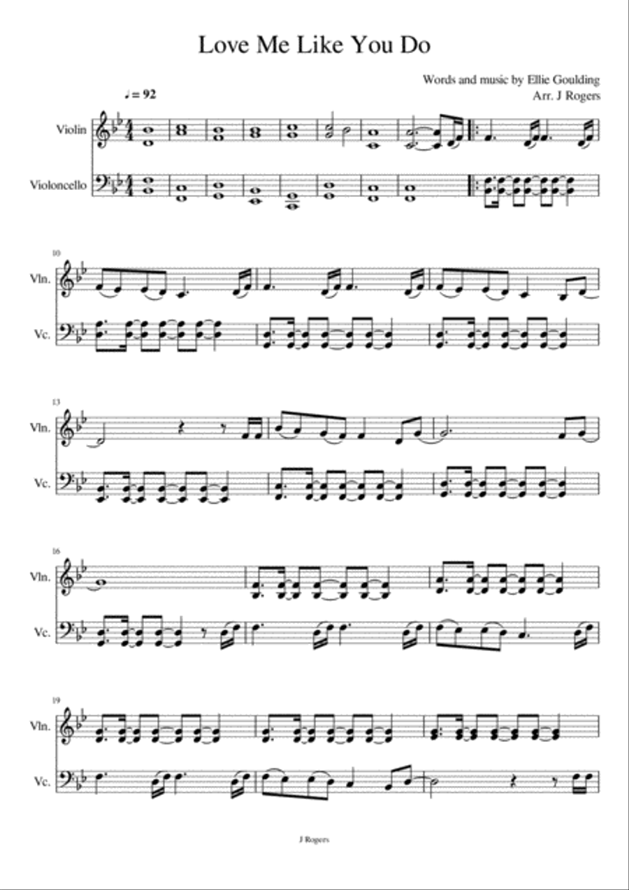 Love Me Like You Do String Duet scores gallery preview page 1