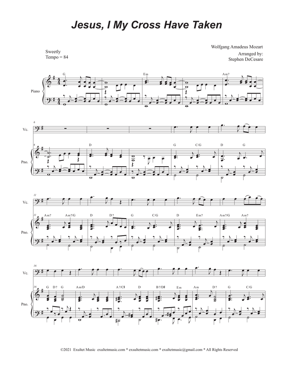 Jesus, I My Cross Have Taken (Cello solo and Piano) Piano scores gallery preview page 2