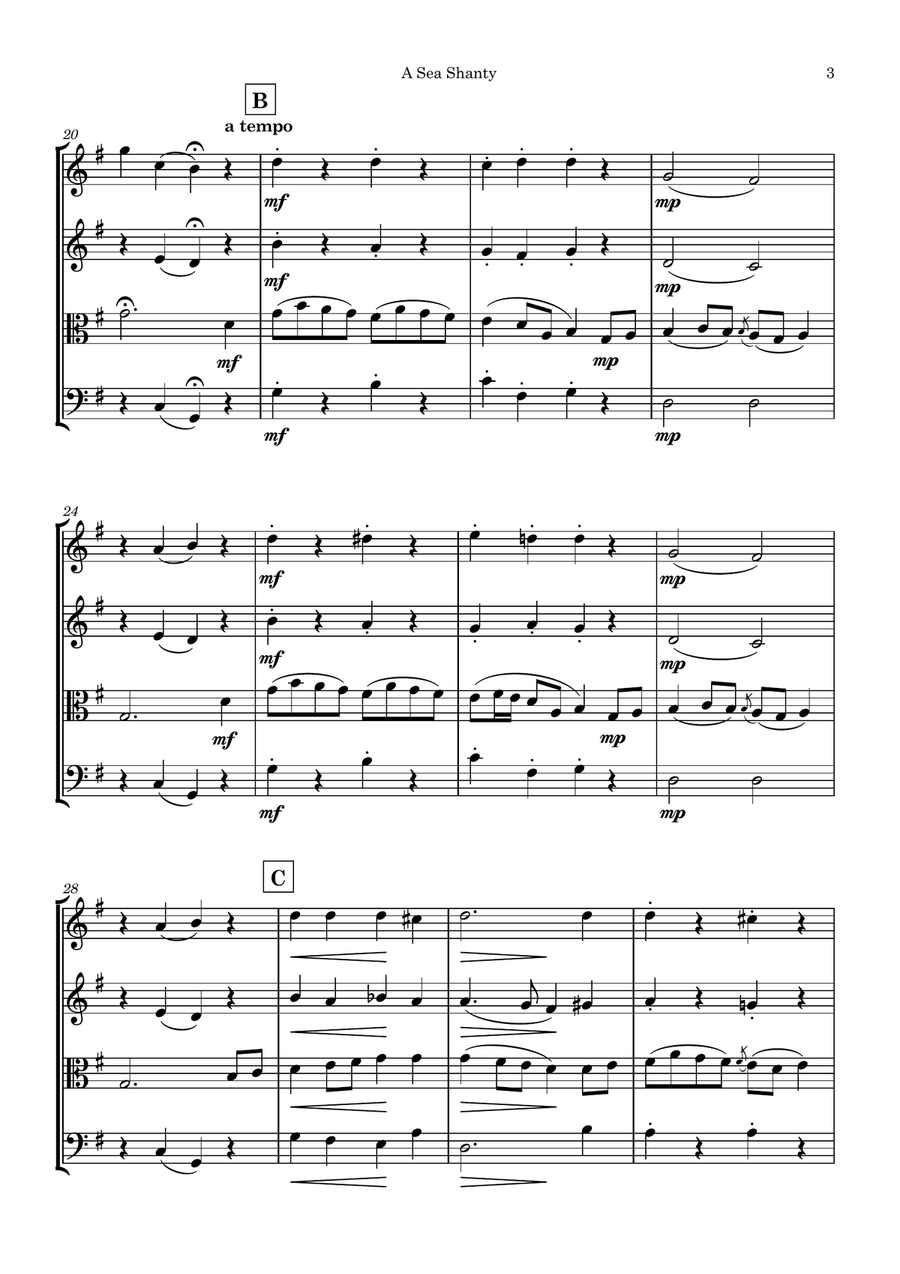 A Sea Shanty A Sea Shanty String Quartet scores gallery preview page 4
