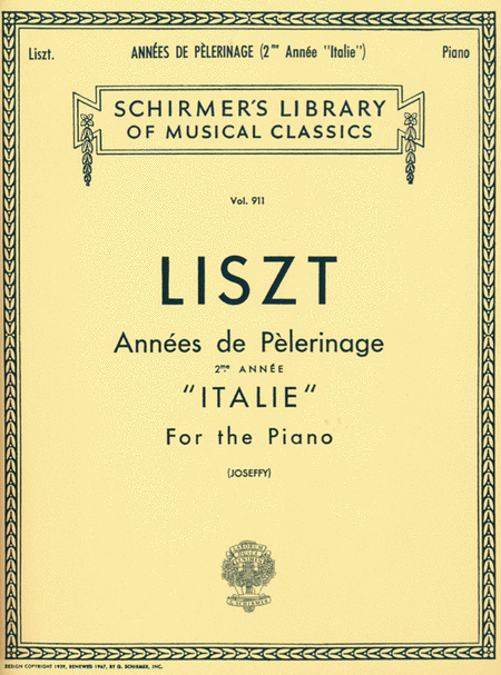 Franz Liszt : Annèe De Pèlerinage - Book 2: Italie