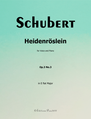 Book cover for Heidenröslein, by Schubert, in E flat Major