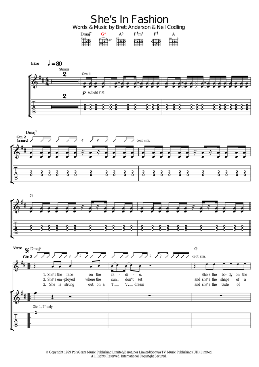 She's In Fashion Electric Guitar scores gallery preview page 1