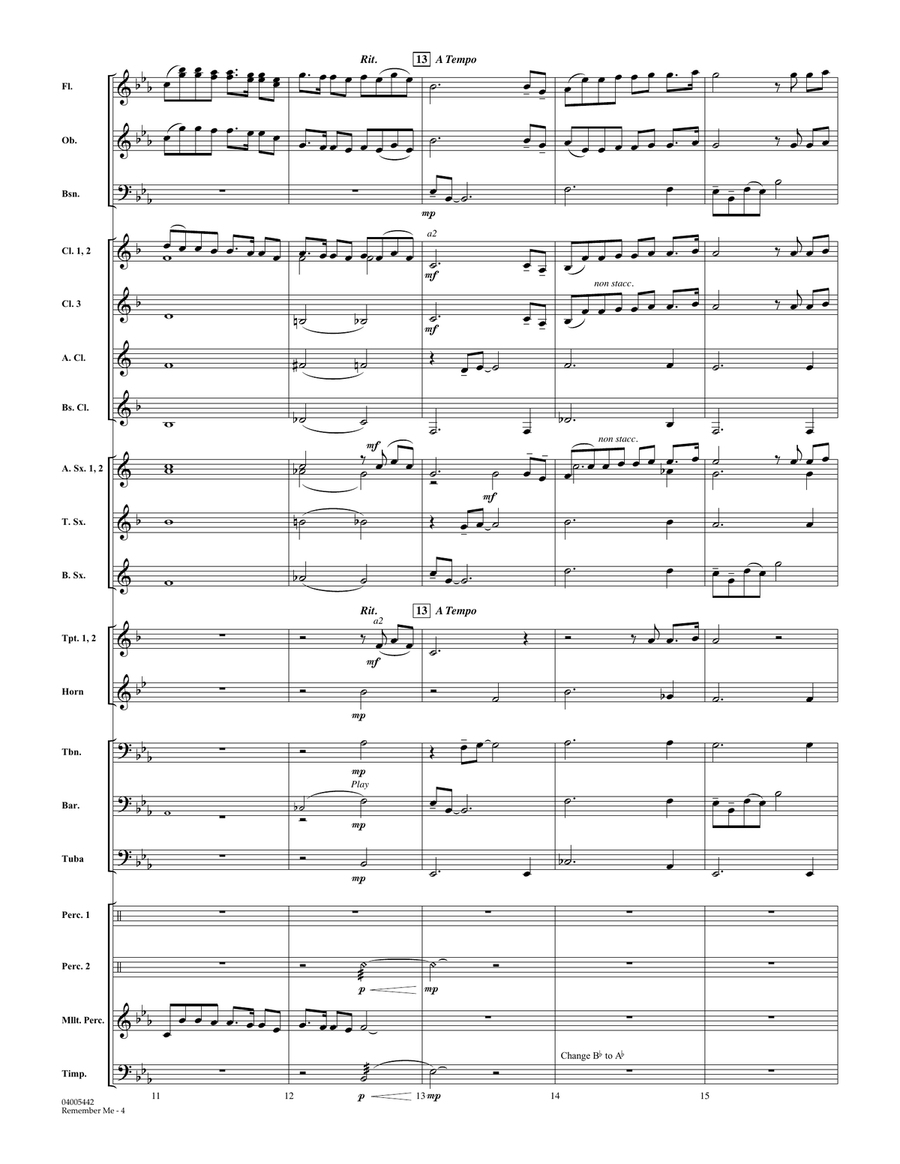 Remember Me (from Coco) (arr. Johnnie Vinson) - Conductor Score (Full Score) Concert Band scores gallery preview page 4