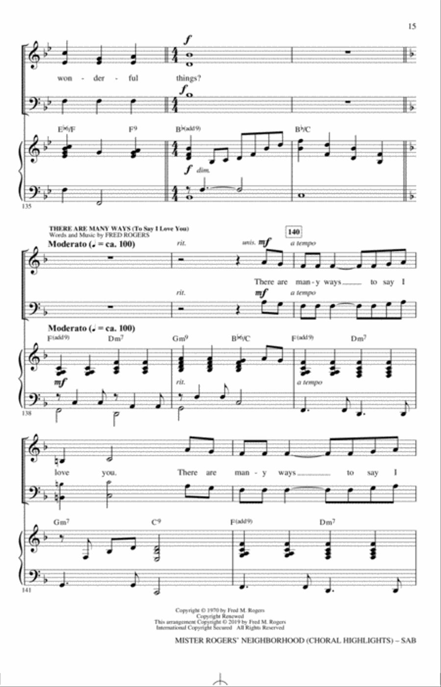 Mister Rogers' Neighborhood (Choral Highlights) (arr. Roger Emerson) 3-Part scores gallery preview page 14