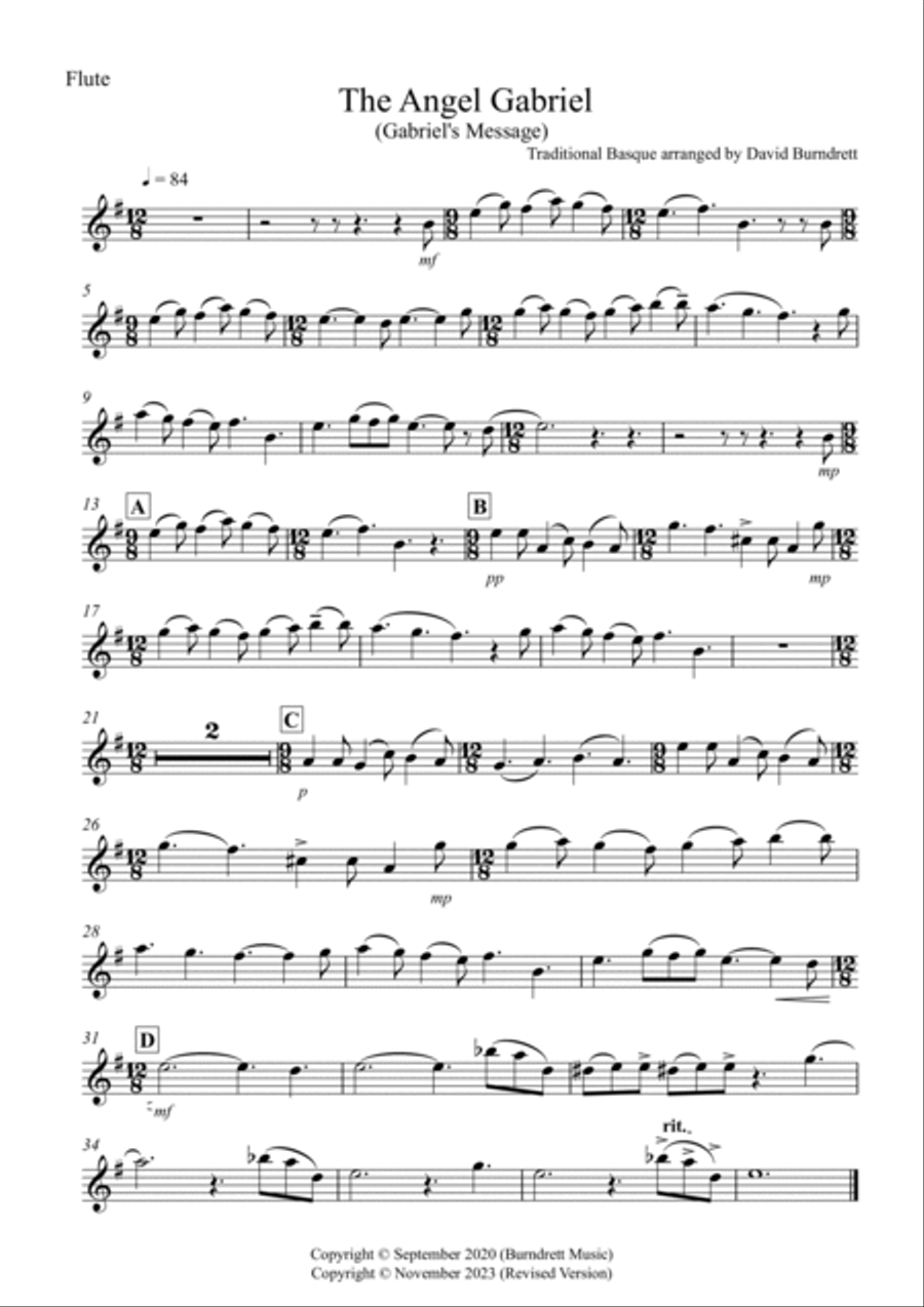 The Angel Gabriel for Wind Quartet The Angel Gabriel for Wind Quartet Woodwind Quartet scores gallery preview page 4