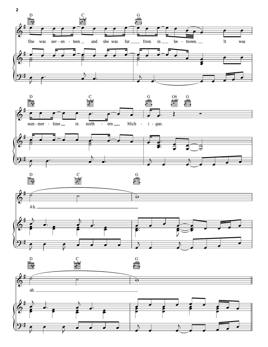 All Summer Long Piano, Vocal, Guitar scores gallery preview page 2
