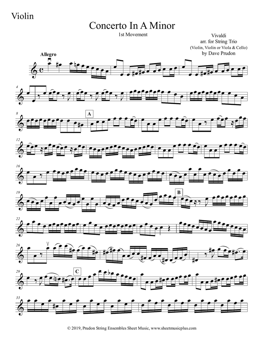 Vivaldi Concerto in A Minor, 1st mvt. for String Trio String Trio scores gallery preview page 6