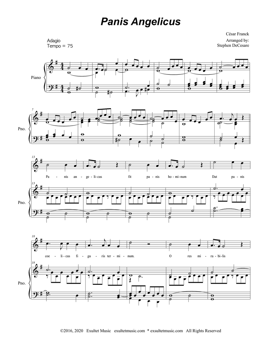 Panis Angelicus (for Vocal Solo - Medium Key - Piano accompaniment) Piano, Vocal scores gallery preview page 2