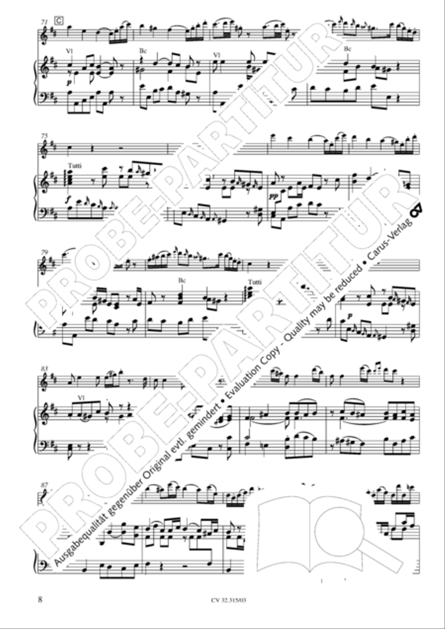Flute concerto in D major (Flotenkonzert in D) Flute scores gallery preview page 9