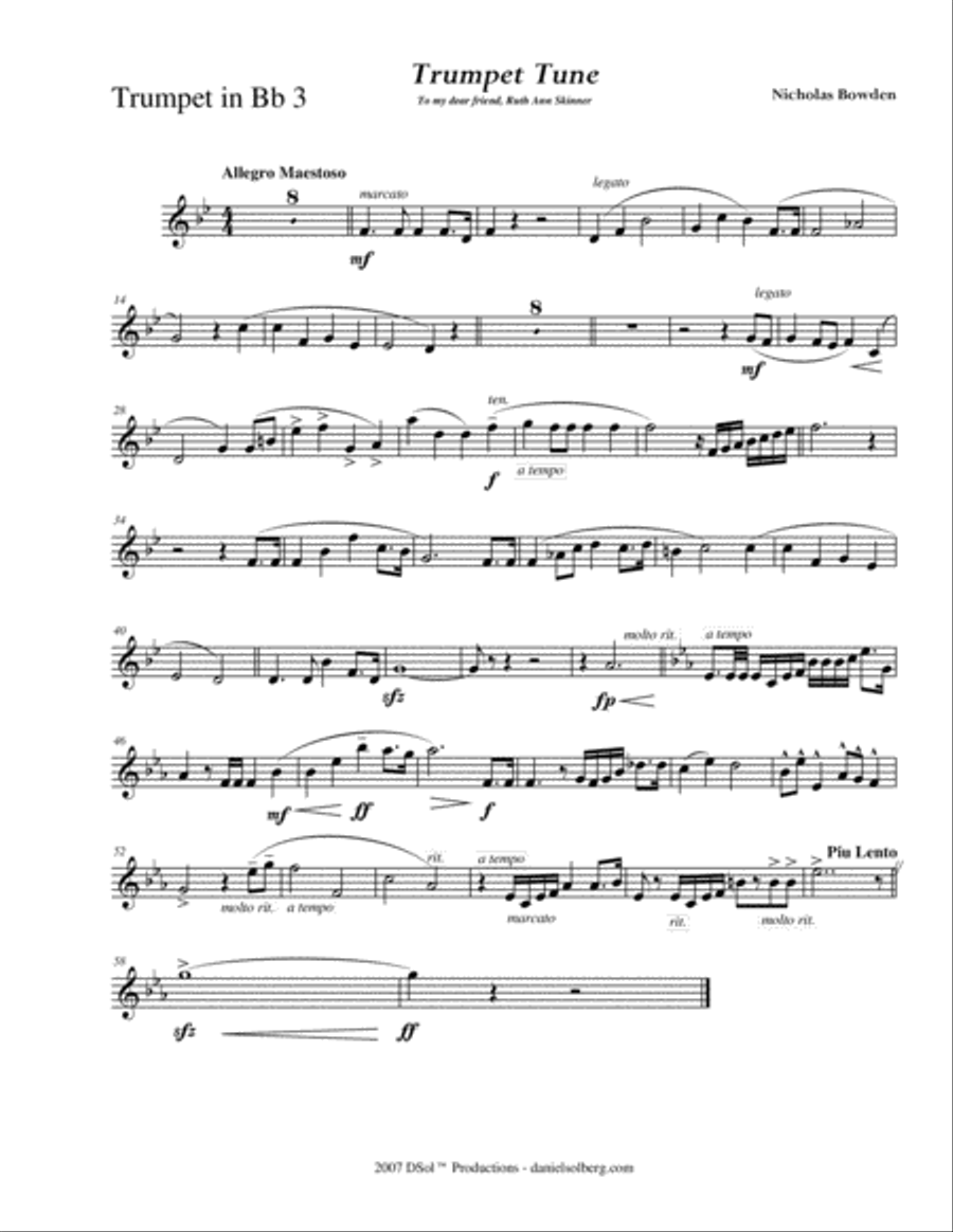 Trumpet Tune - instrumental parts and score Large Ensemble scores gallery preview page 3