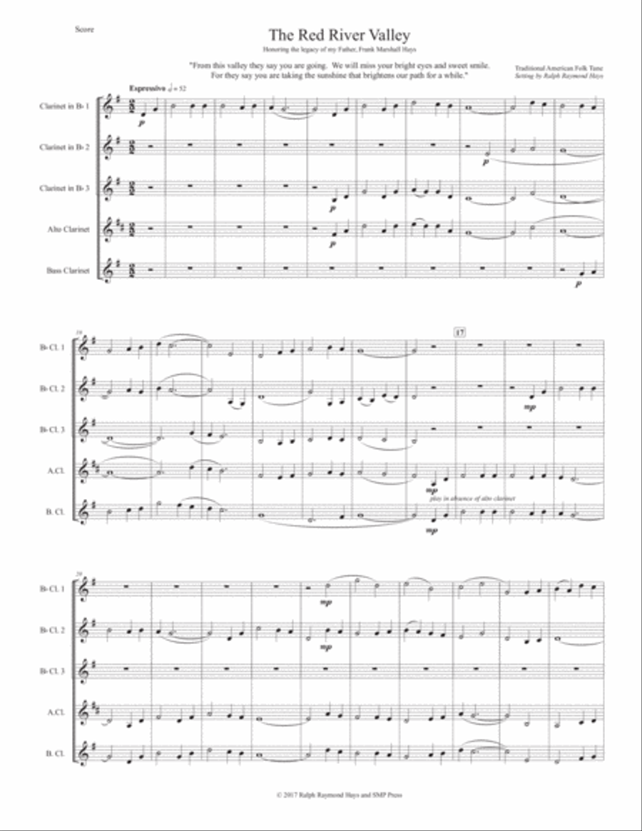 The Red River Valley (for Clarinet Quartet SSSB or SSAB) Clarinet Quartet scores gallery preview page 2