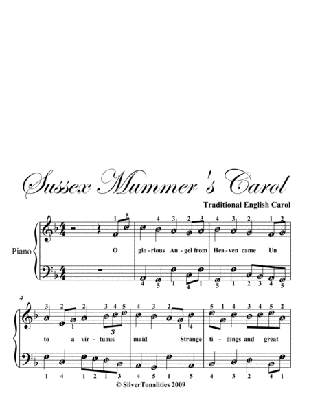 Sussex Mummer’s Carol Easy Piano Sheet Music