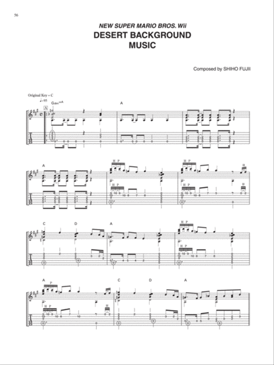 New Super Mario Bros. Wii Desert Background Music Electric Guitar scores gallery preview page 1