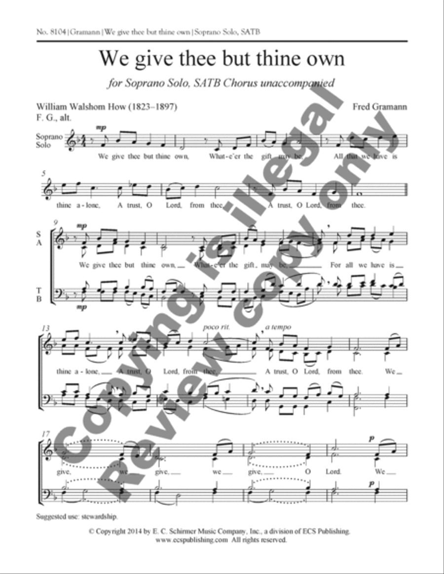 We give thee but thine own 4-Part scores gallery preview page 2