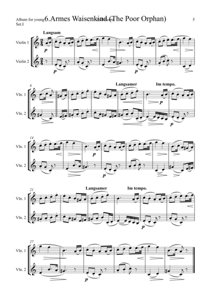 Schumann: Album für die Jugend (Album for the Young) (Op.68)(Nos. 1,2,3,5,6,7,8,) - violin duet