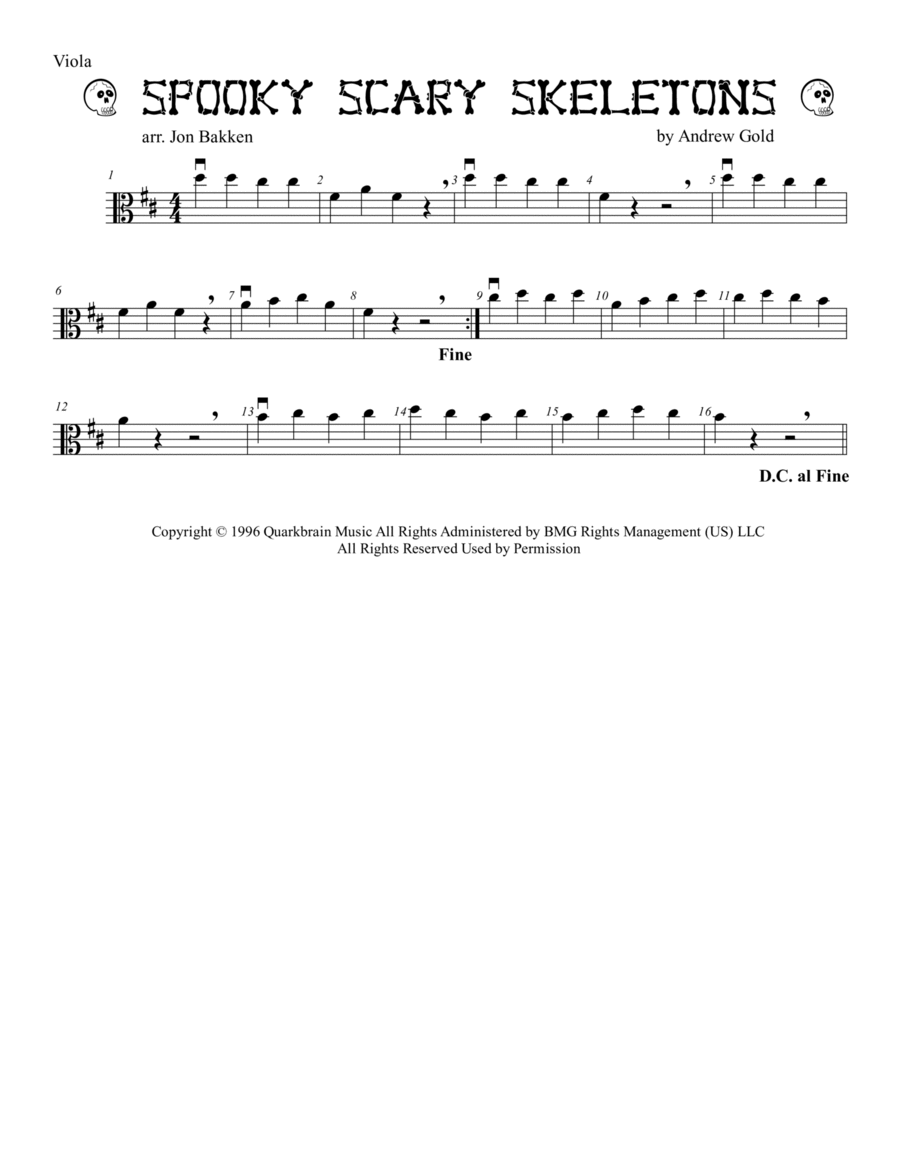 Spooky Scary Skeletons Viola Solo scores gallery preview page 1