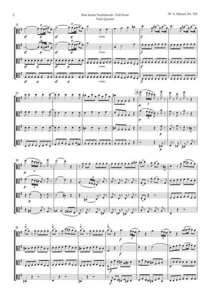 Eine kleine Nachtmusik by Mozart for Viola Quartet image number null