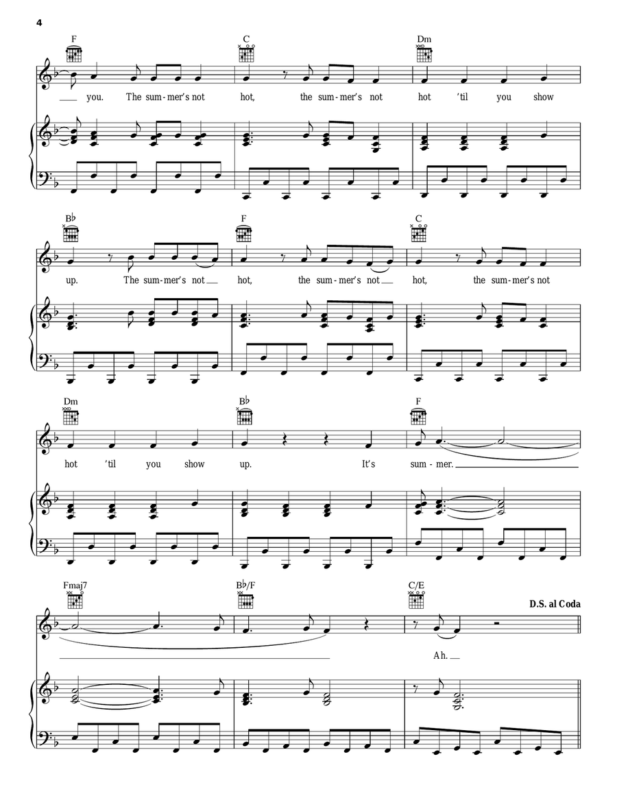 Summer's Not Hot Piano, Vocal, Guitar scores gallery preview page 4