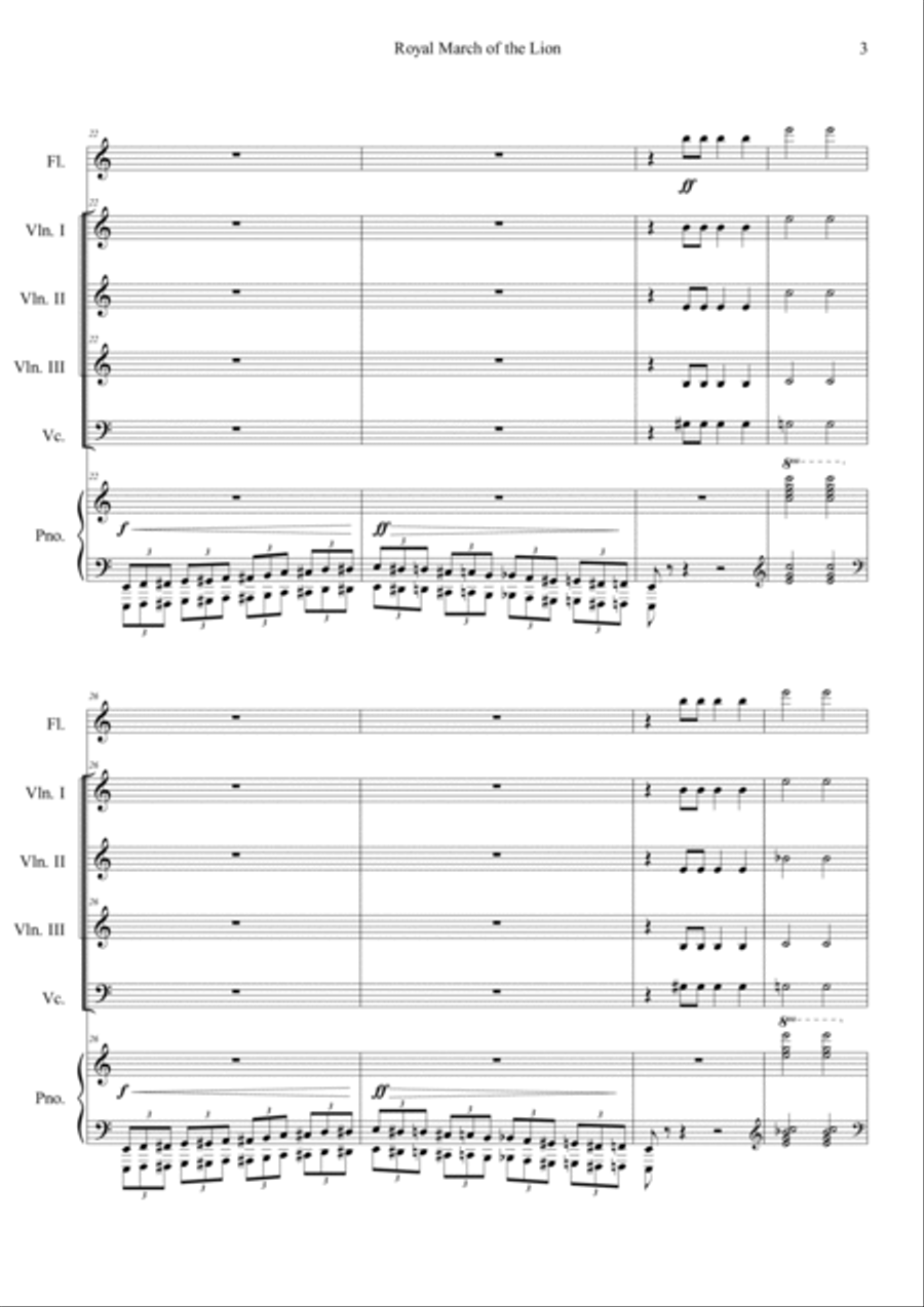 Le Lion (Le Carnaval des Animaux) Orchestra scores gallery preview page 3