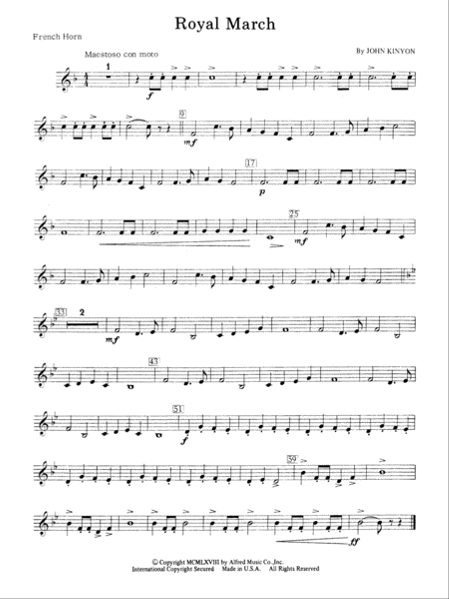Royal March: 1st F Horn Royal March: 1st F Horn Concert Band scores gallery preview page 1