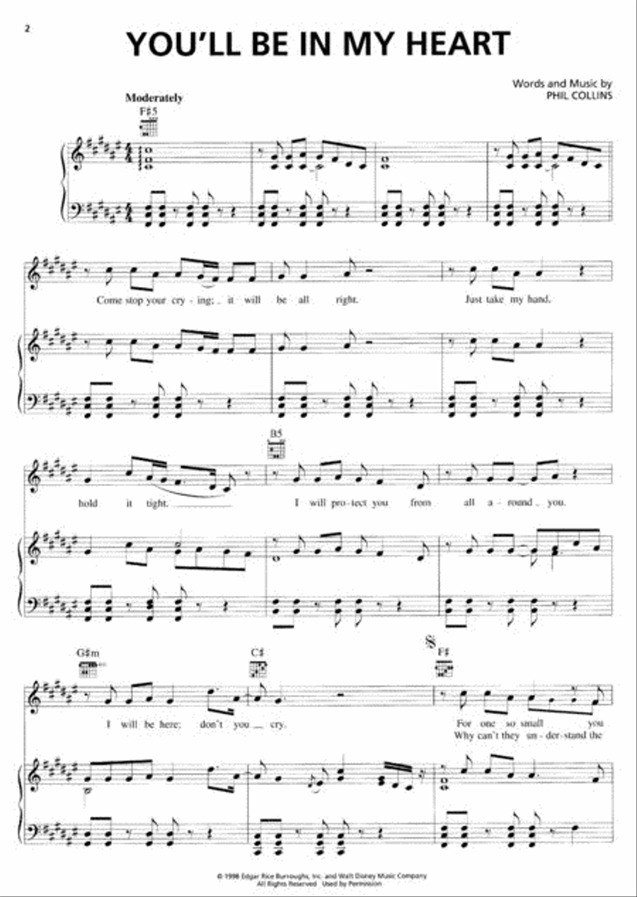 You'll Be in My Heart (Pop Version) Piano, Vocal, Guitar scores gallery preview page 2