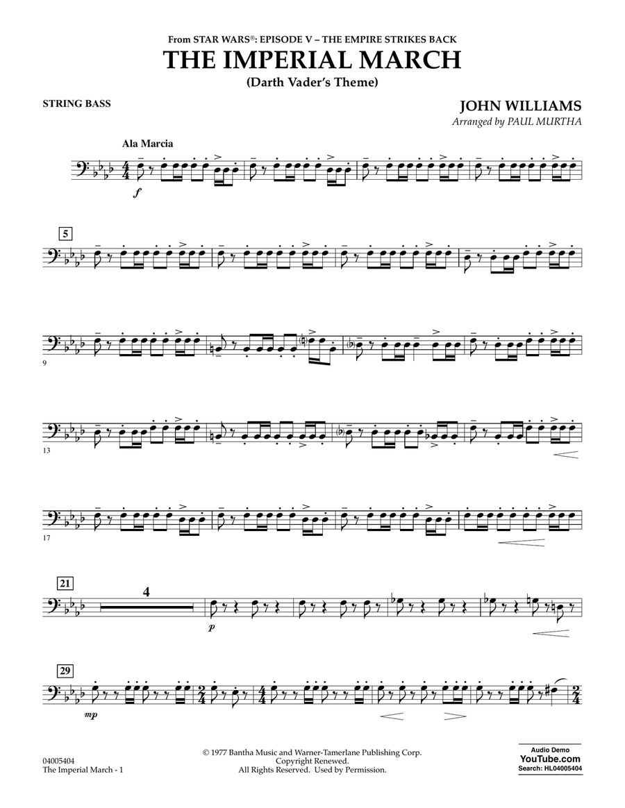 The Imperial March (Darth Vader's Theme) - String Bass Concert Band scores gallery preview page 1