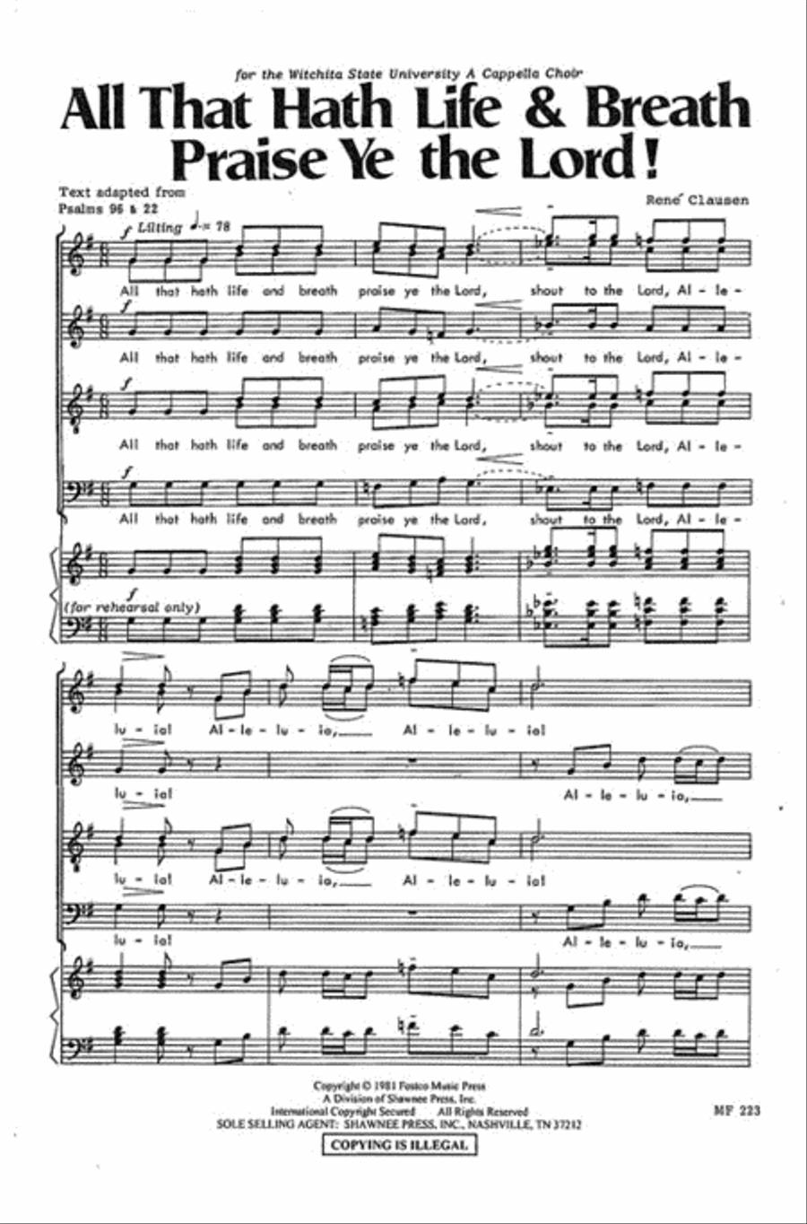 All that Hath Life & Breath, Praise Ye the Lord! 4-Part scores gallery preview page 2