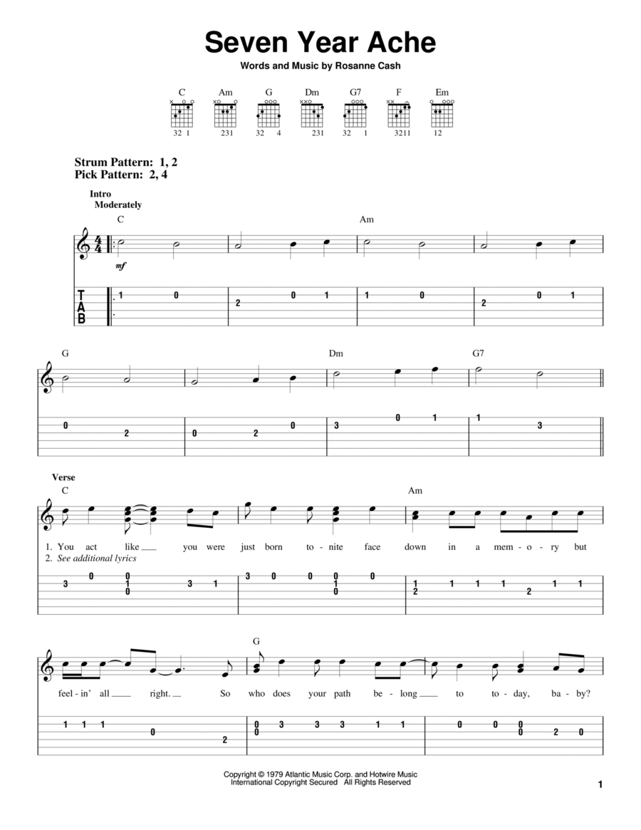 Seven Year Ache Acoustic Guitar scores gallery preview page 1