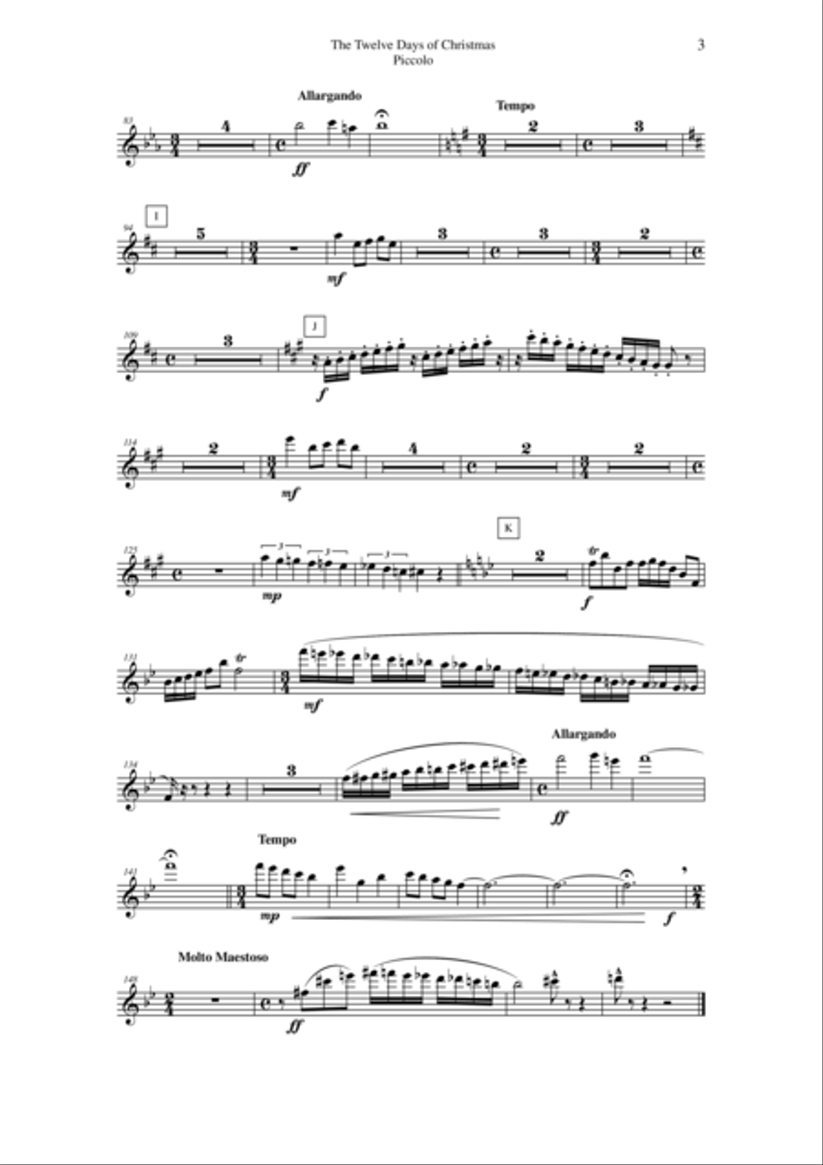 Paul Wehage : The Twelve Days Of Christmas, arranged for concert band, complete woodwind parts Concert Band scores gallery preview page 3