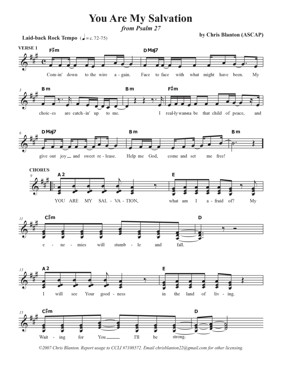 You Are My Salvation (Psalm 27) Piano scores gallery preview page 1