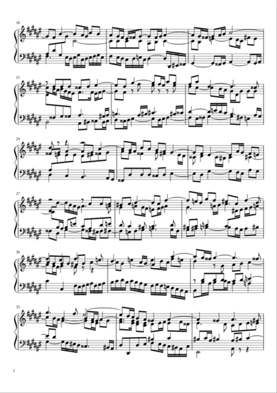 Fugue No. 8 BWV 877 in D# Minor Piano Solo scores gallery preview page 2