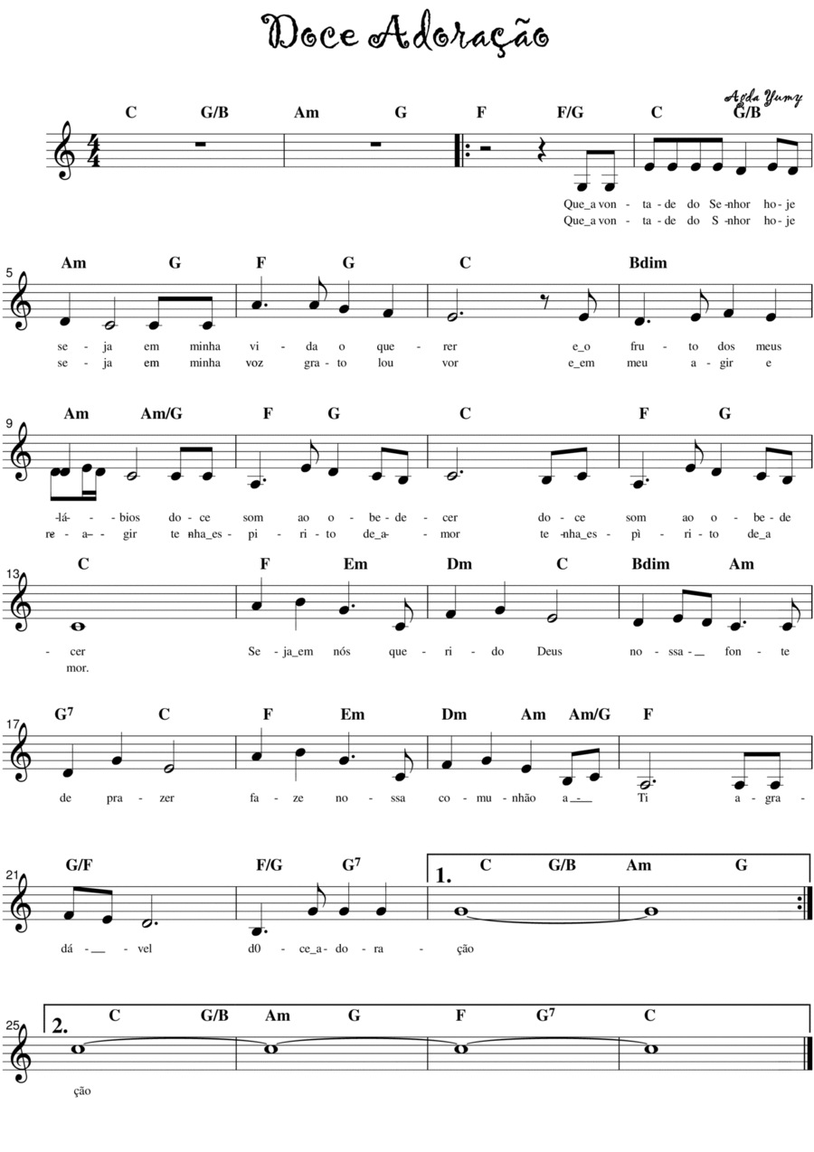 Doce adoração Easy Piano scores gallery preview page 1