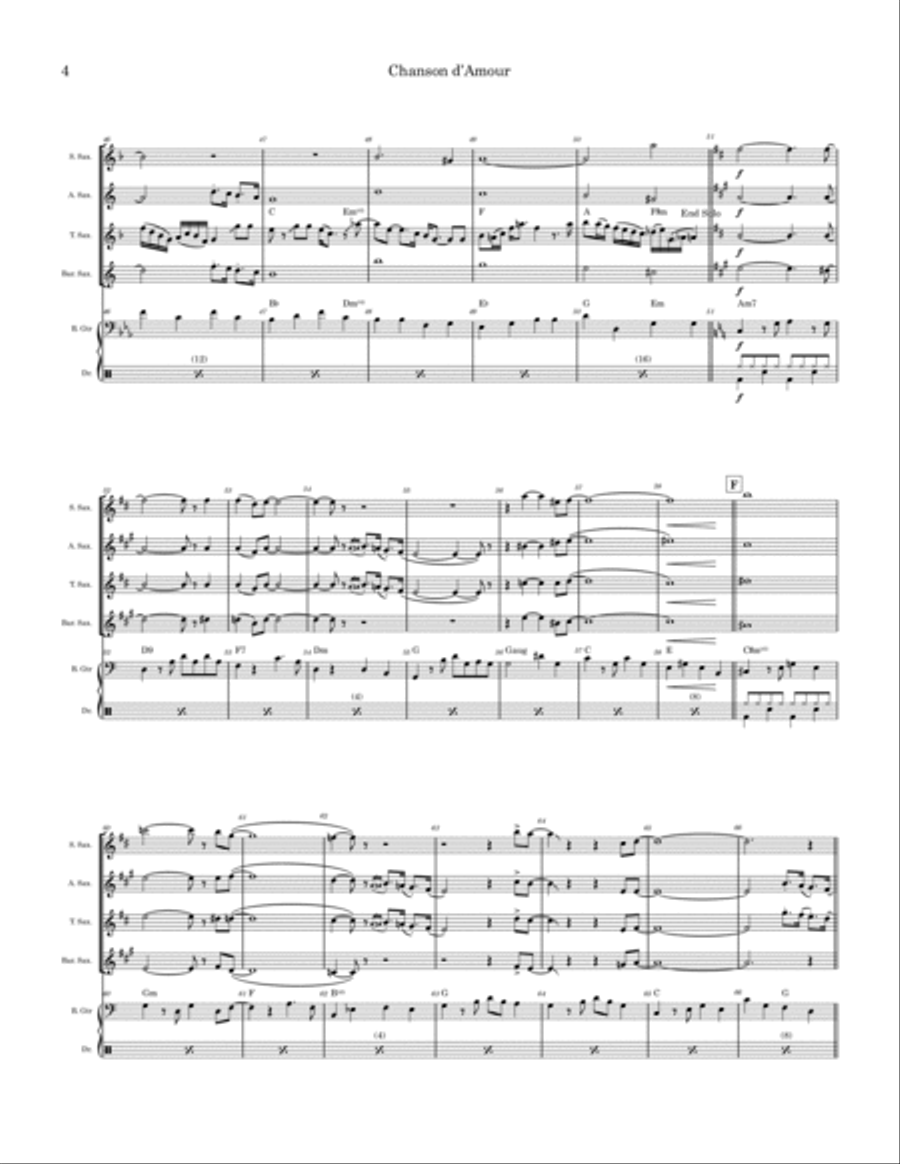 Chanson D'amour Saxophone Quartet scores gallery preview page 4