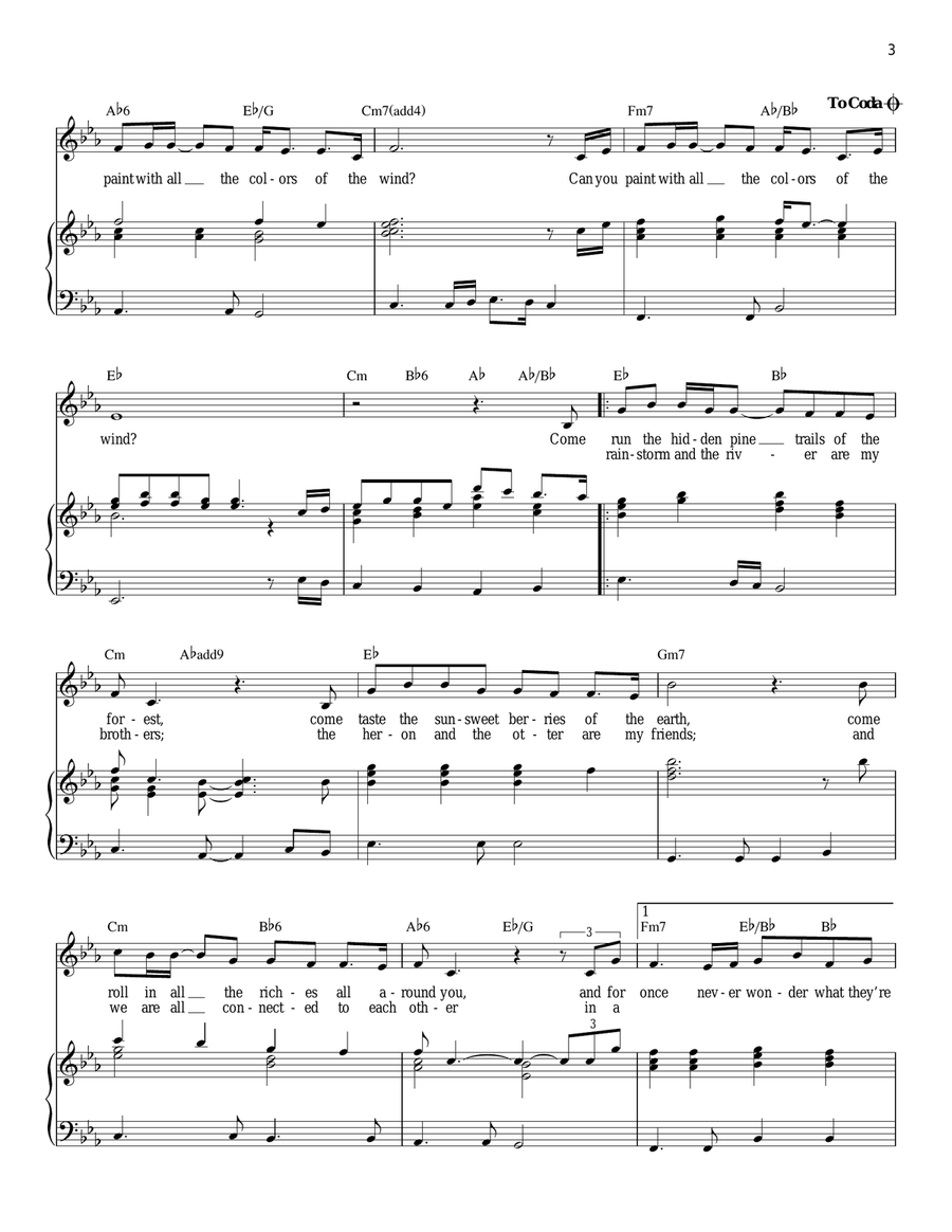 Colors Of The Wind (from Pocahontas) Piano, Vocal scores gallery preview page 3