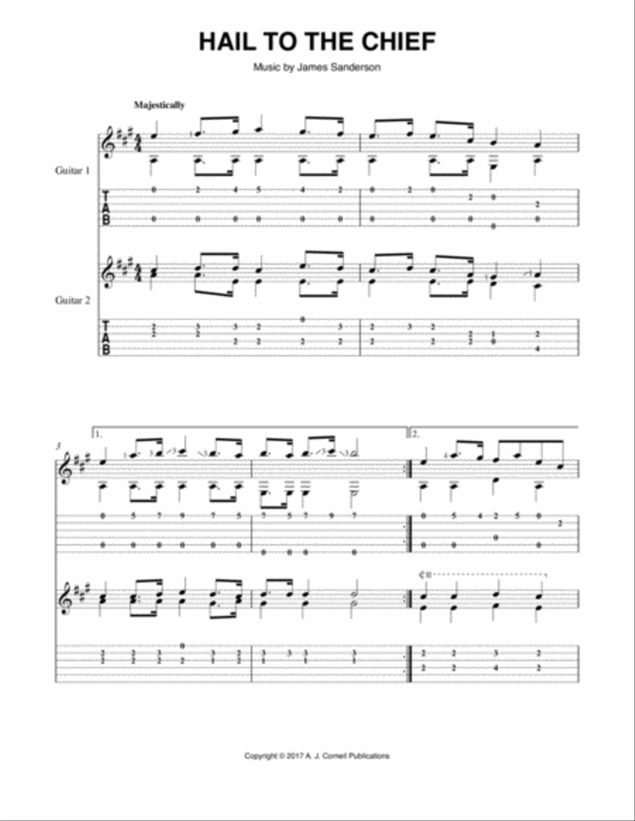Hail to the Chief Guitar scores gallery preview page 1