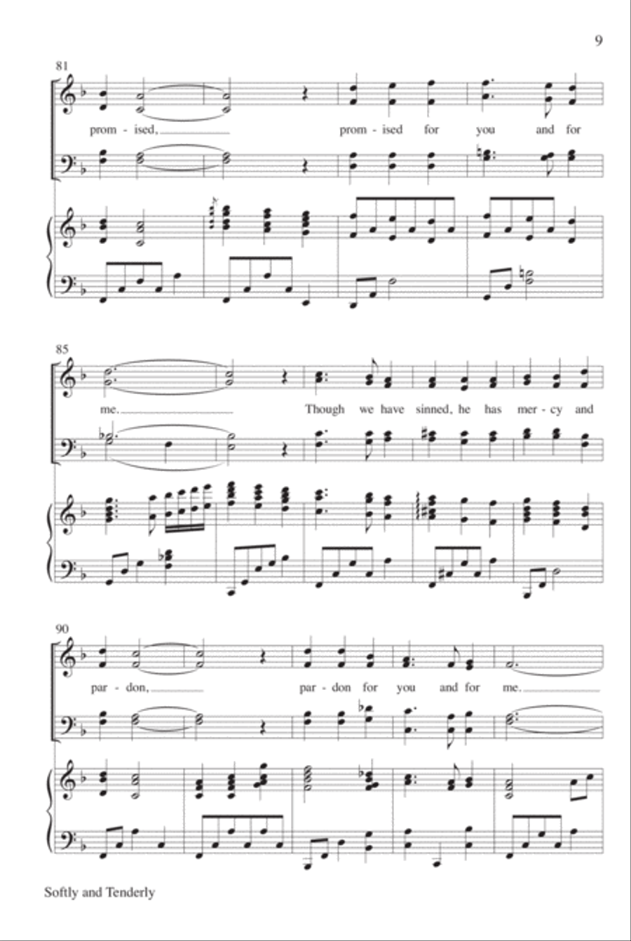 Softly and Tenderly 4-Part scores gallery preview page 9