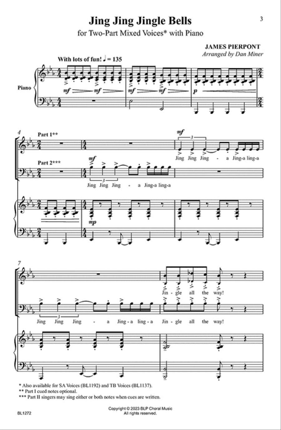 Jing Jing Jingle Bells Jing Jing Jingle Bells Choir scores gallery preview page 2