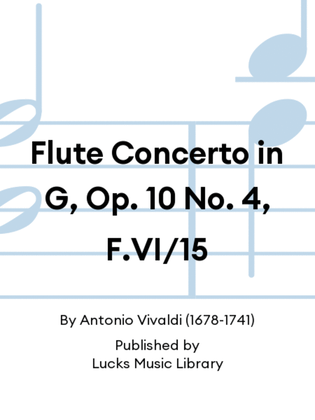 Book cover for Flute Concerto in G, Op. 10 No. 4, F.VI/15