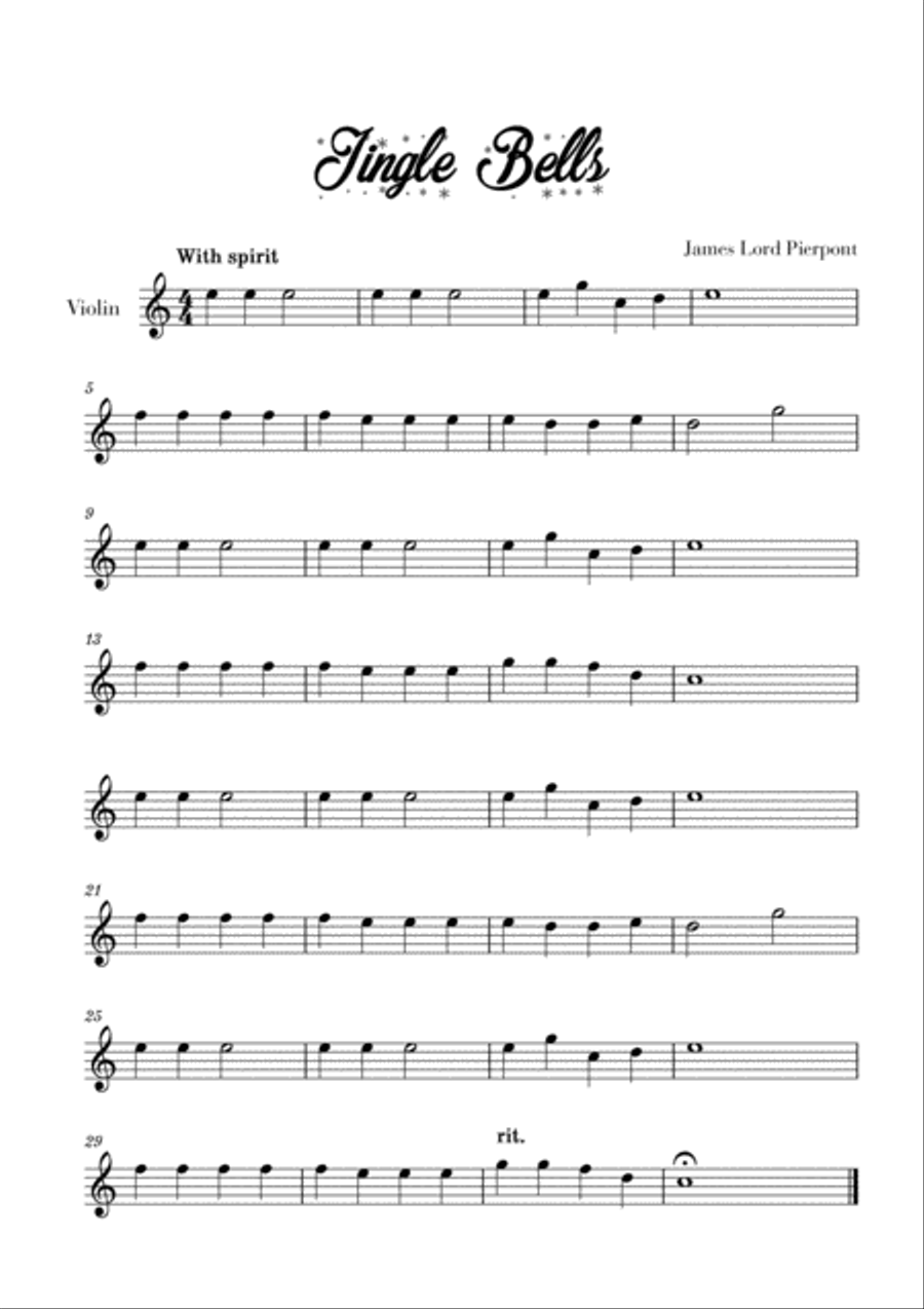Jingle Bells Easy Beginner for Violin