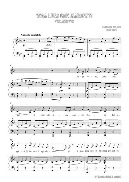 Bellini-Vaga luna che inargenti in F Major,for voice and piano image number null
